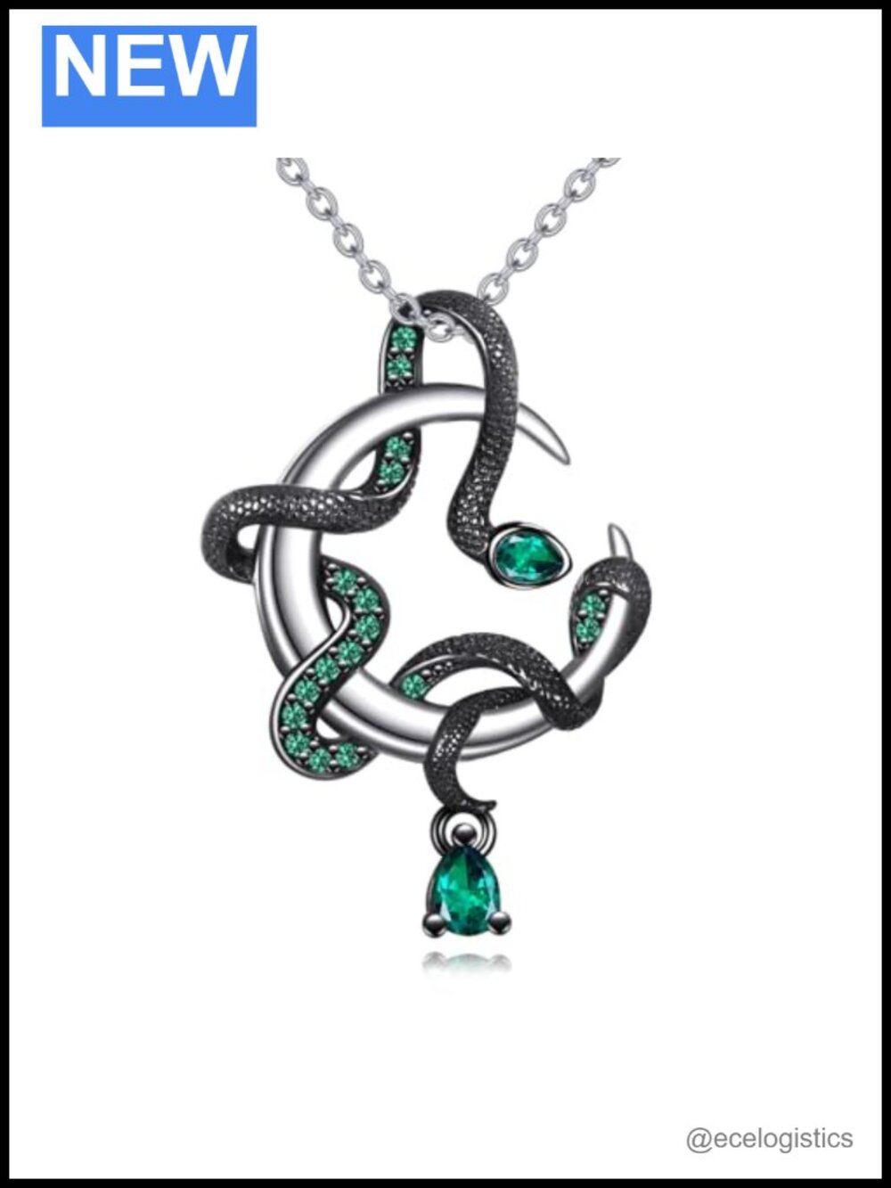 Snake Moon 925 Sterling Silver Pendant Necklace